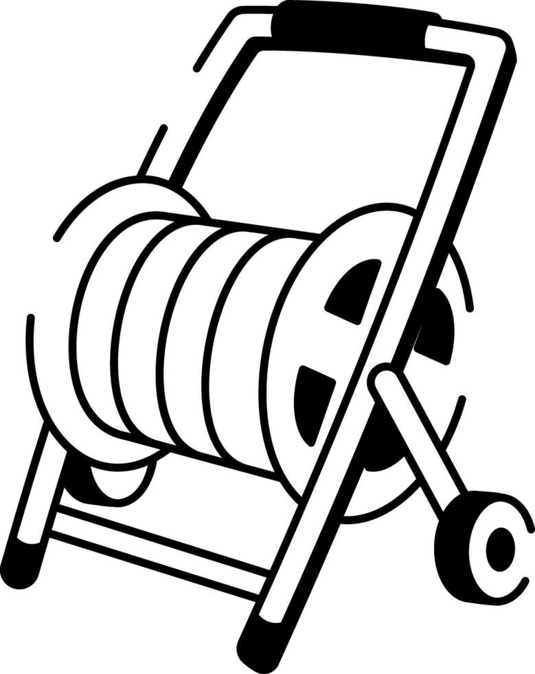 A doodle style icon of hose reel vector