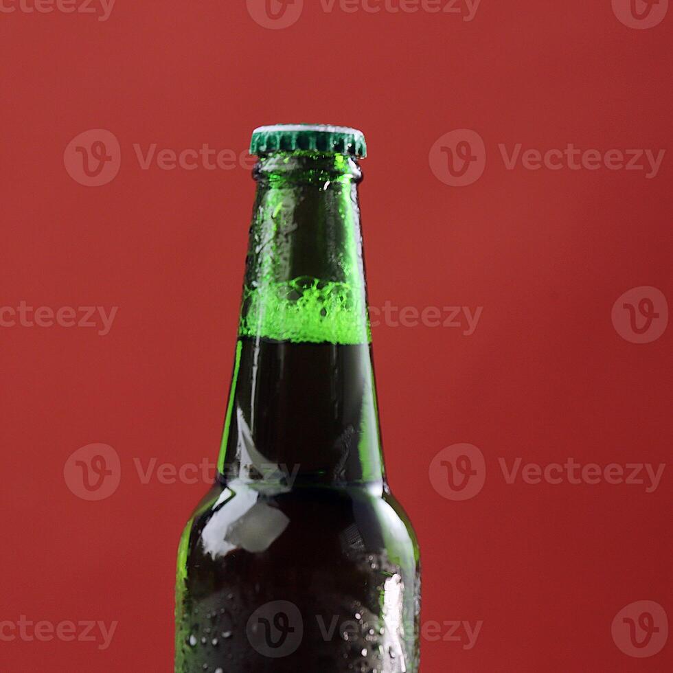 cold green beer bottle comes refreshing touch photo