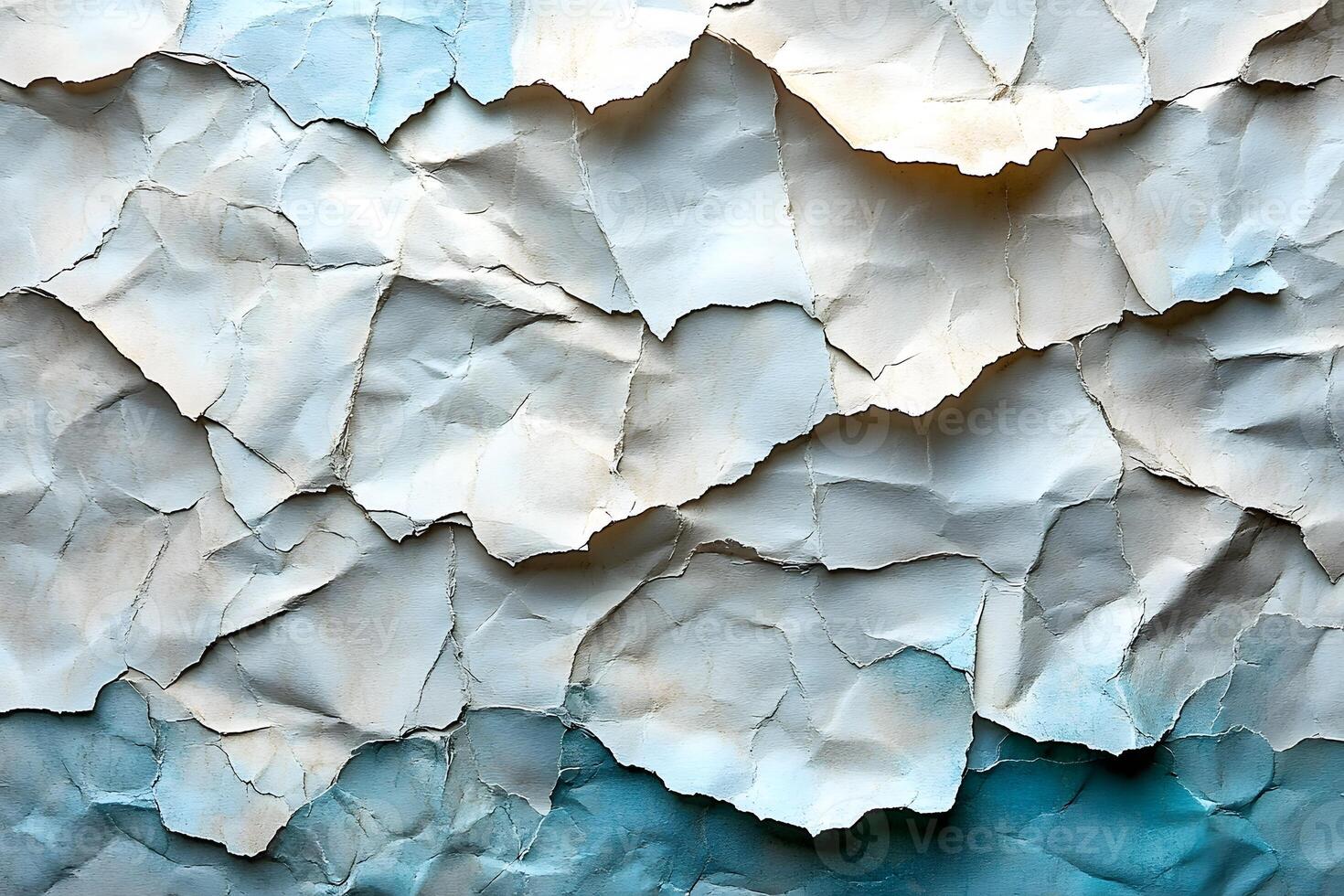 Textured Abstract Background with Torn Paper Layers and Soft Blue Tones for Creative Design photo