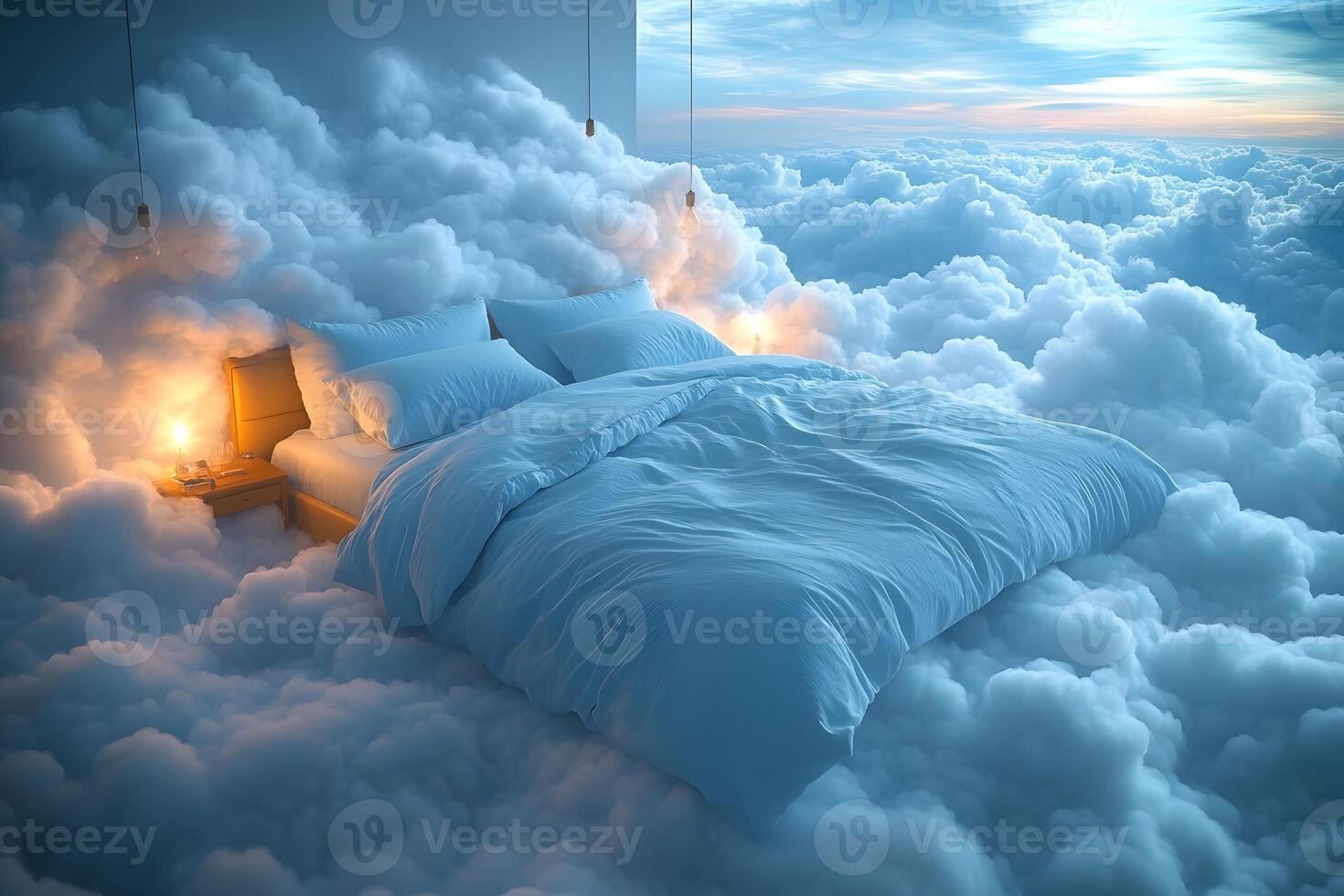 Dreamy Cloud Bedroom Fantasy - Surreal Relaxation and Imagination photo