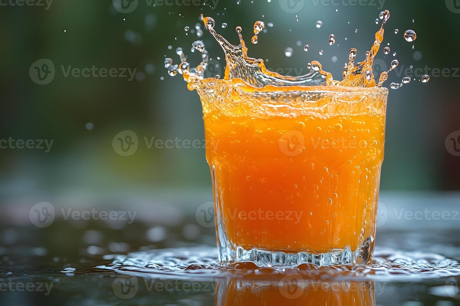 Refreshing Splash of Orange Juice in Glass - Perfect for Summer Beverage Themed Designs photo