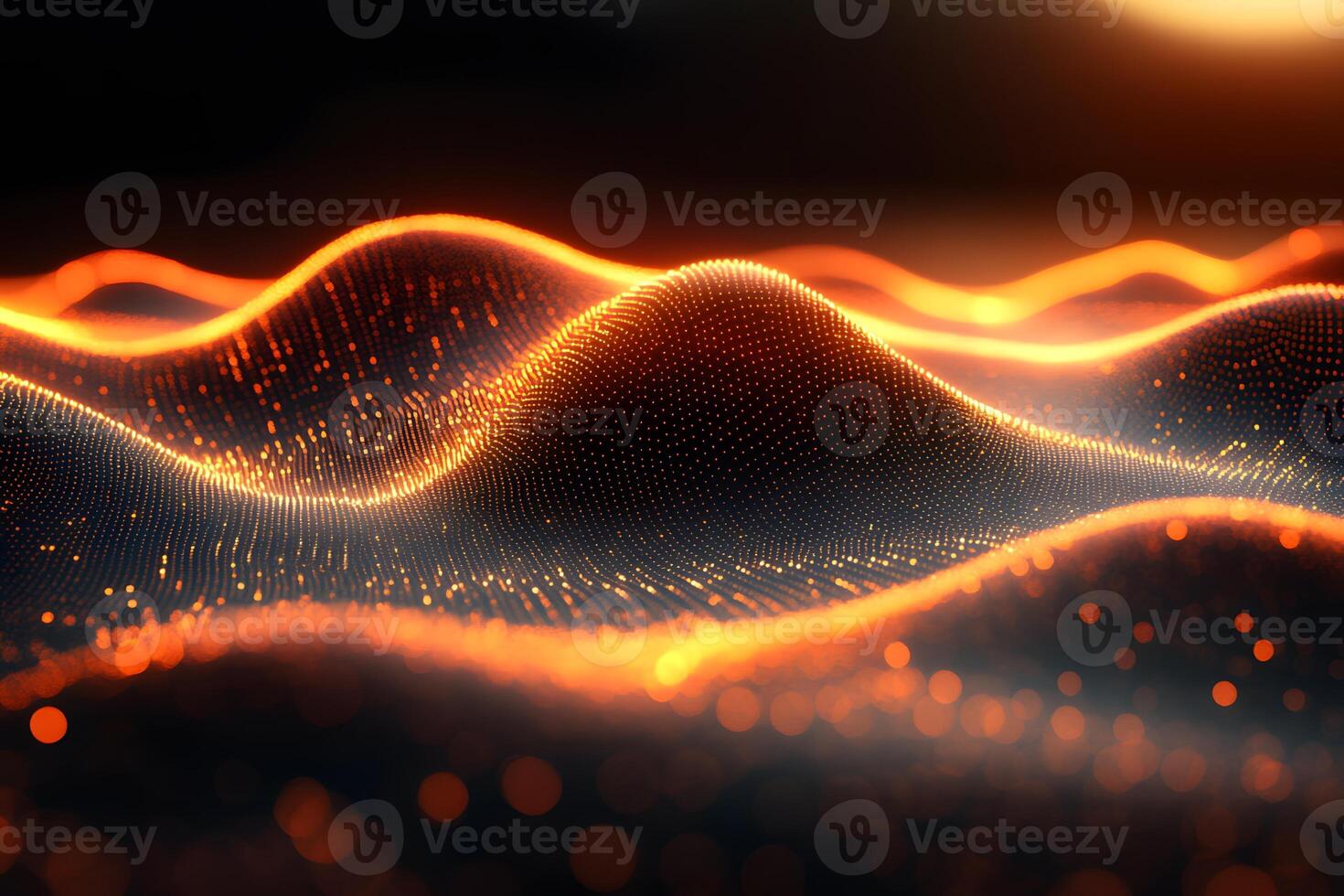 Futuristic Abstract Waveform with Glowing Digital Particles for Tech Design photo