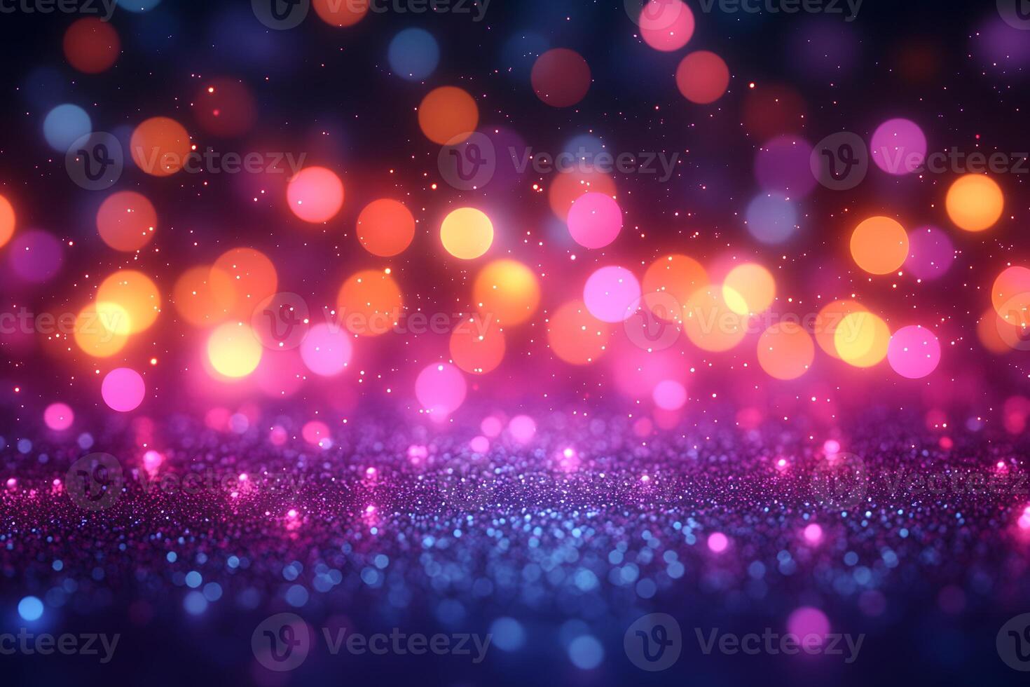 Vibrant Colorful Bokeh Lights with Sparkling Glitter Background for Festive Designs photo