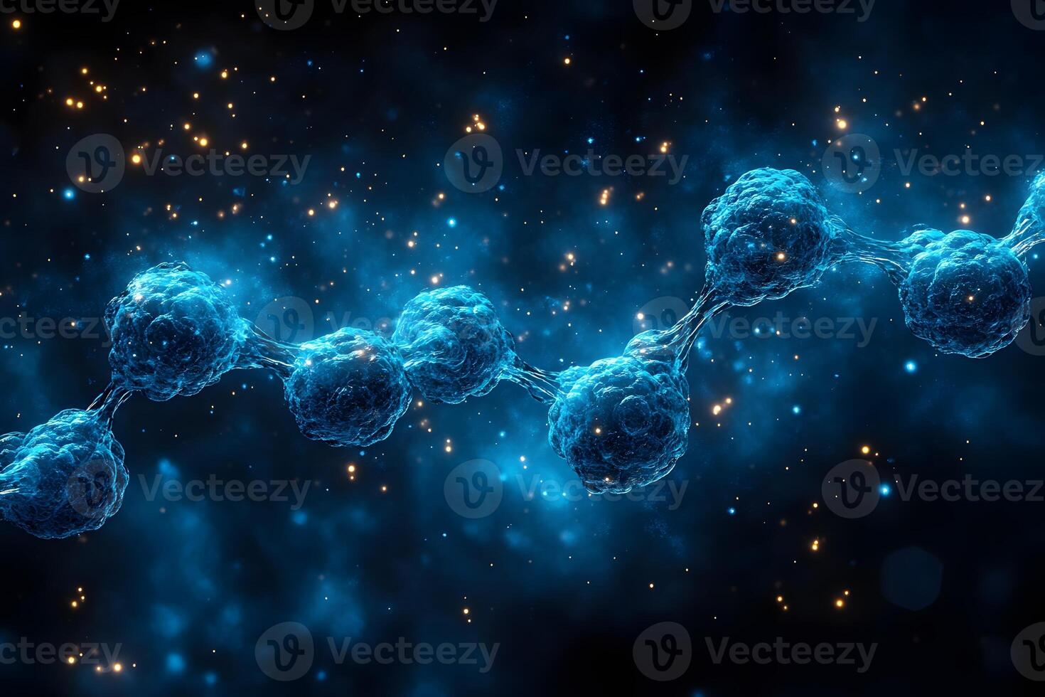 Abstract Molecular Structure in Cosmic Blue Space for Scientific Visualizations and Educational Content photo