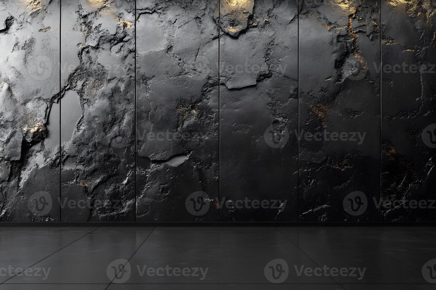 Textured Black Stone Wall With Abstract Patterns for Modern Interior Design photo