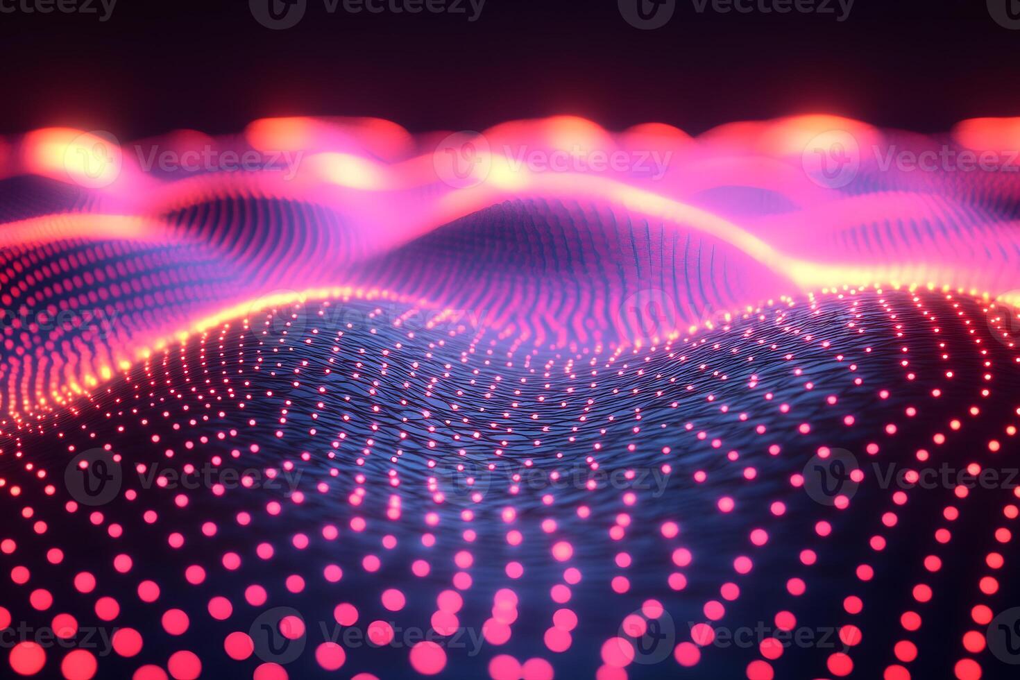 Futuristic Digital Wave Pattern with Glowing Neon Lights for Abstract Design photo