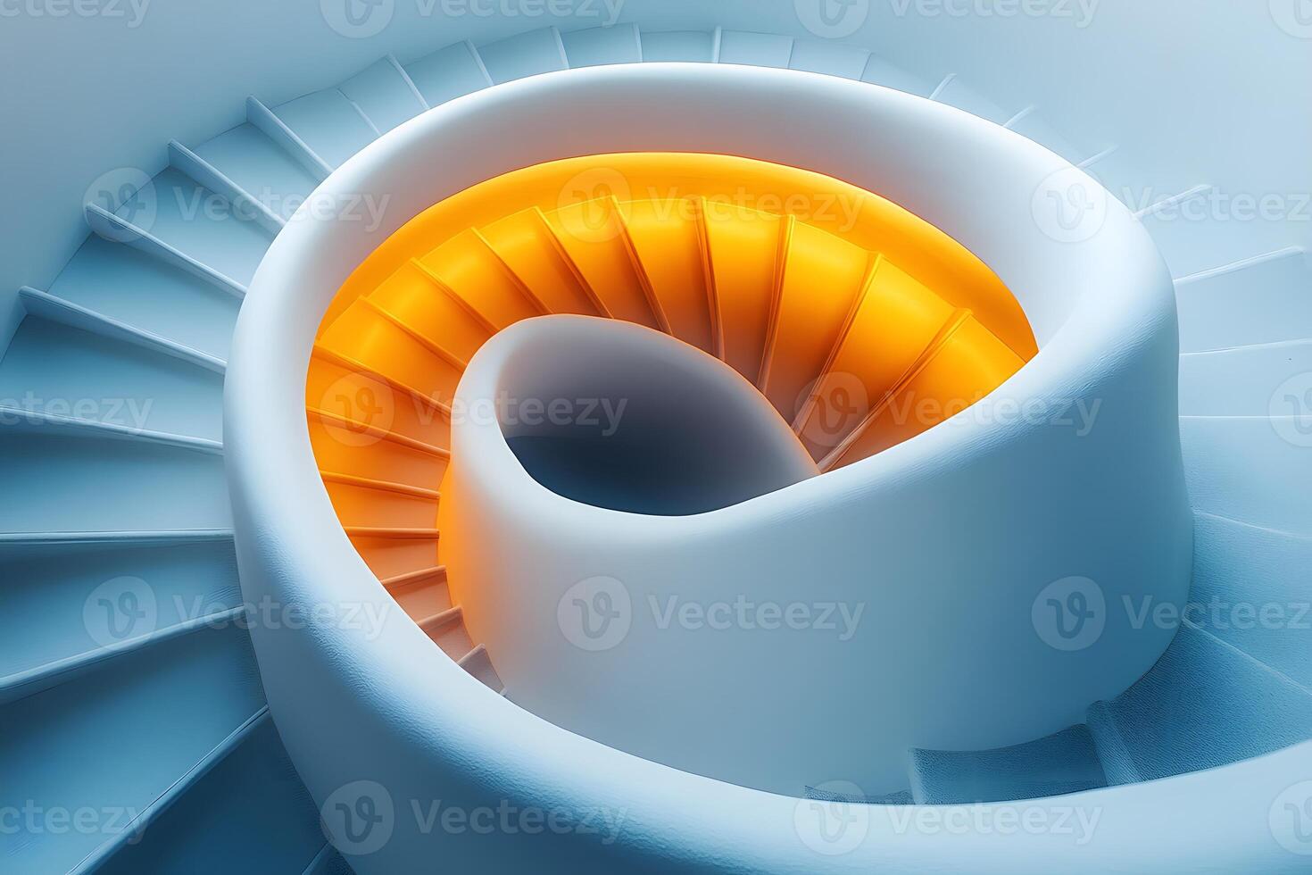 Futuristic Spiral Staircase Design with Glowing Center for Architectural Inspiration photo