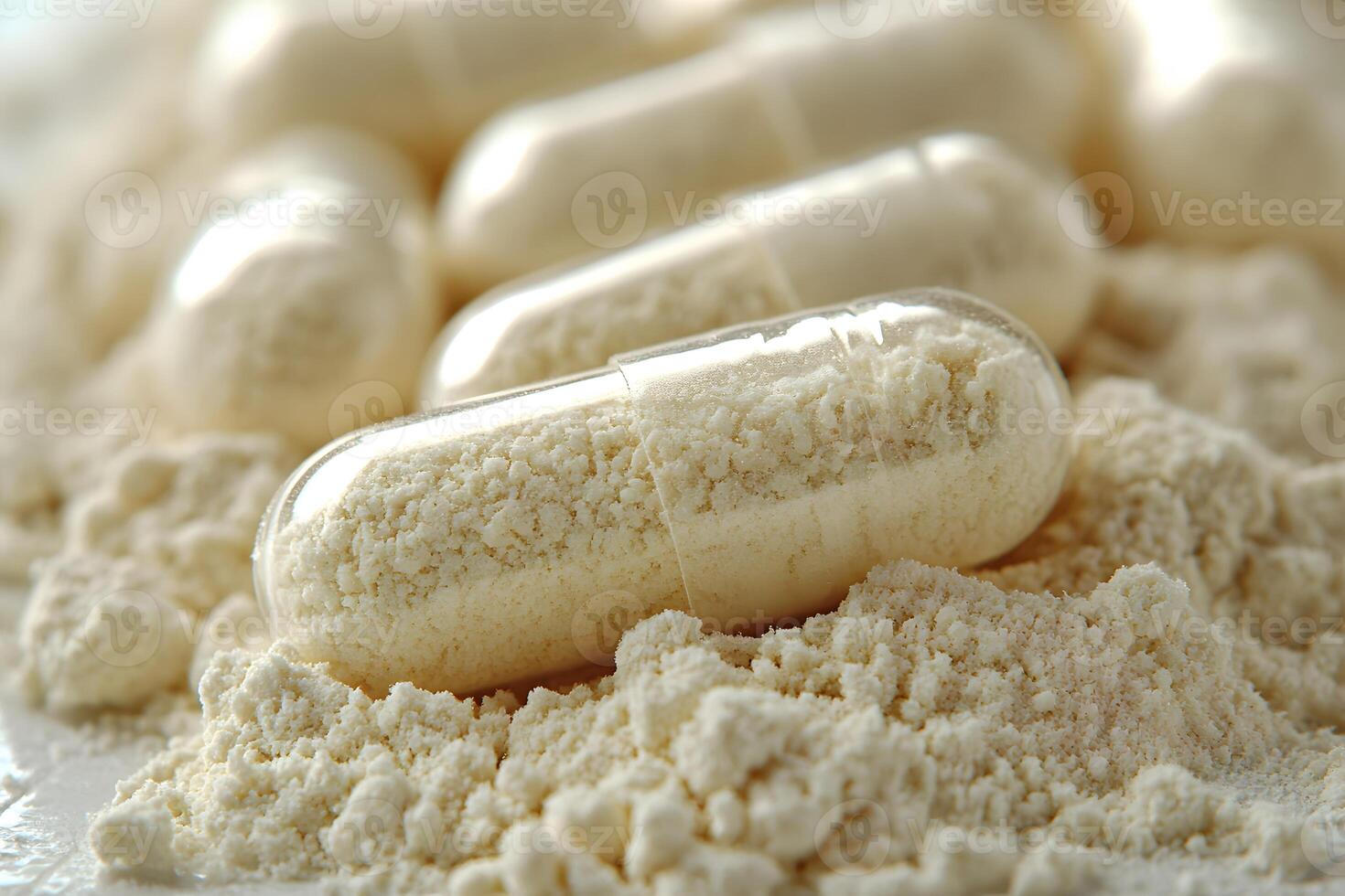 Health Supplement Capsules and Powder for Wellness and Nutrition Concept photo