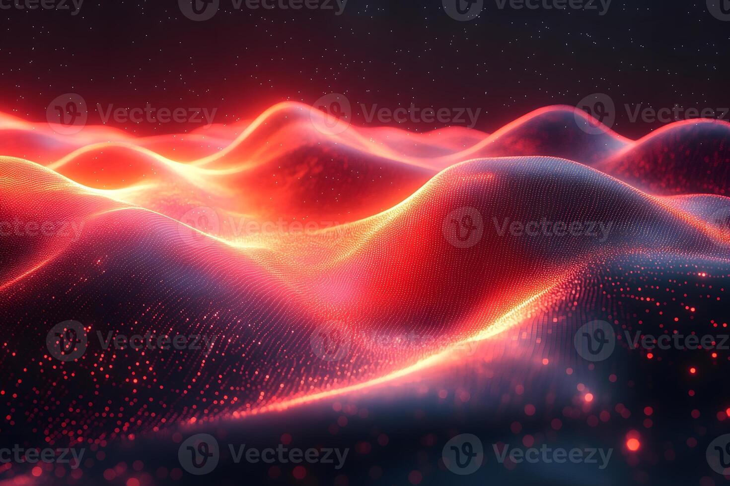 Futuristic Abstract Digital Landscape with Glowing Waves for Technology and Design photo