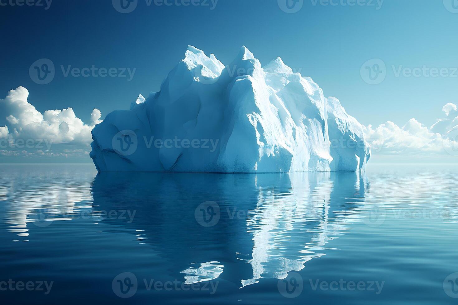 Majestic Iceberg in Tranquil Arctic Waters with Clear Blue Sky photo