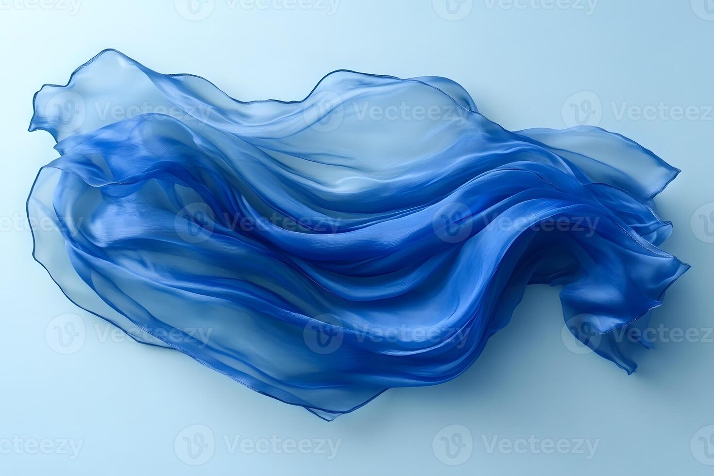 Elegant Flowing Blue Fabric on Soft Background - Abstract Design for Creative Projects photo