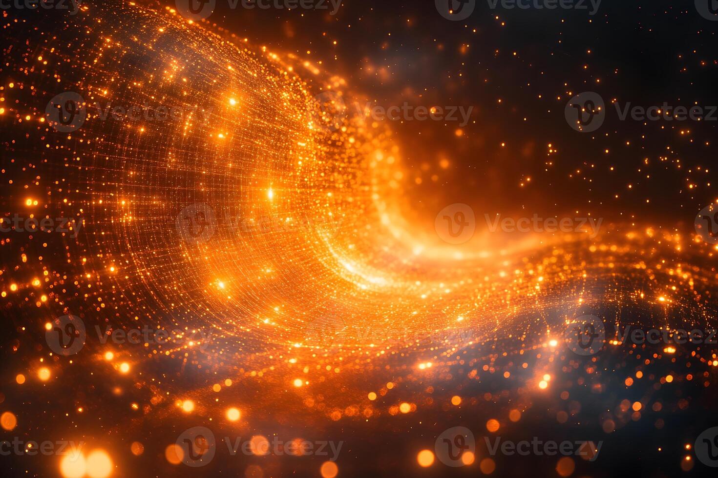 Abstract Cosmic Wave with Glowing Orange Particles for Digital Art Design photo