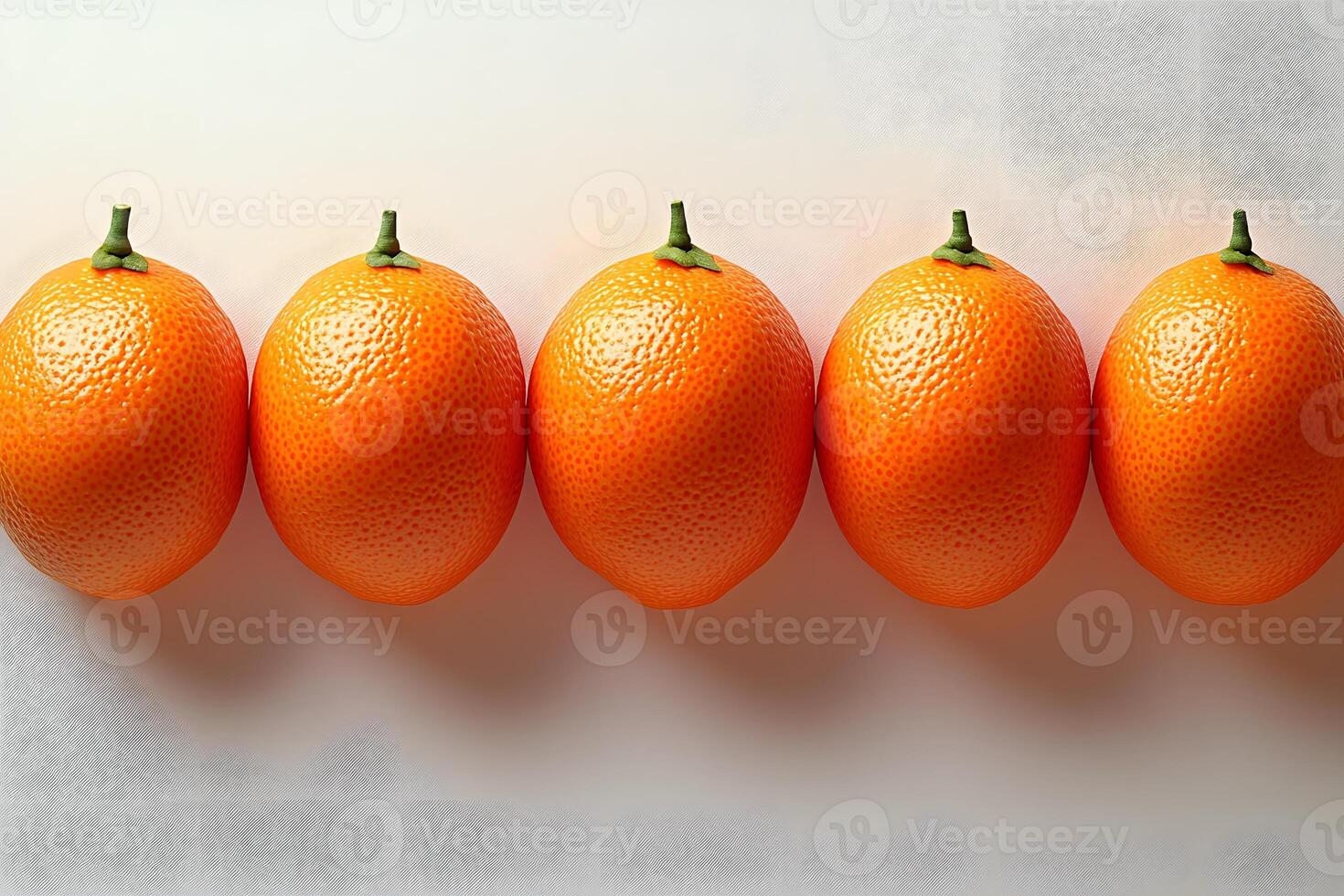 Line of Fresh Oranges on Minimalist Light Background for Healthy Living Concept photo