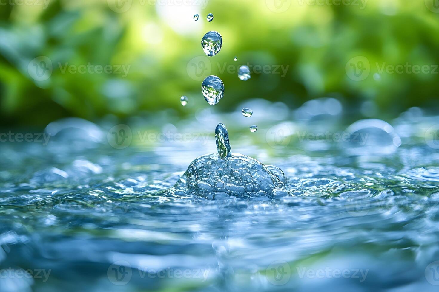 Water Droplets Creating Ripples in a Fresh Pool of Nature's Serenity photo