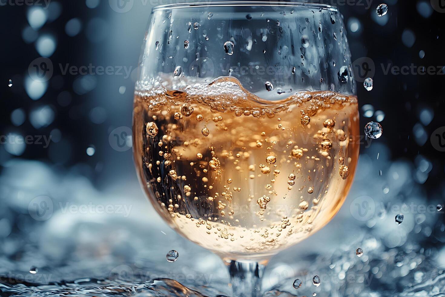 Sparkling Beverage Splashing in a Wine Glass - Perfect for Refreshment Themes photo