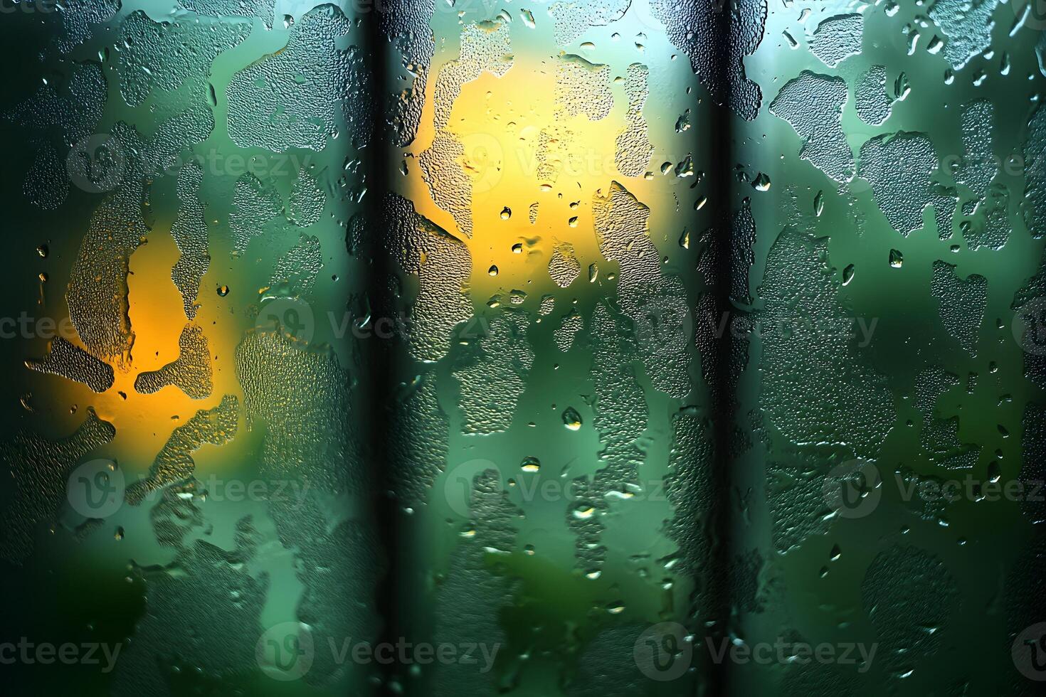 Abstract Rainy Window with Blurred Lights - Mood, Background, Texture photo
