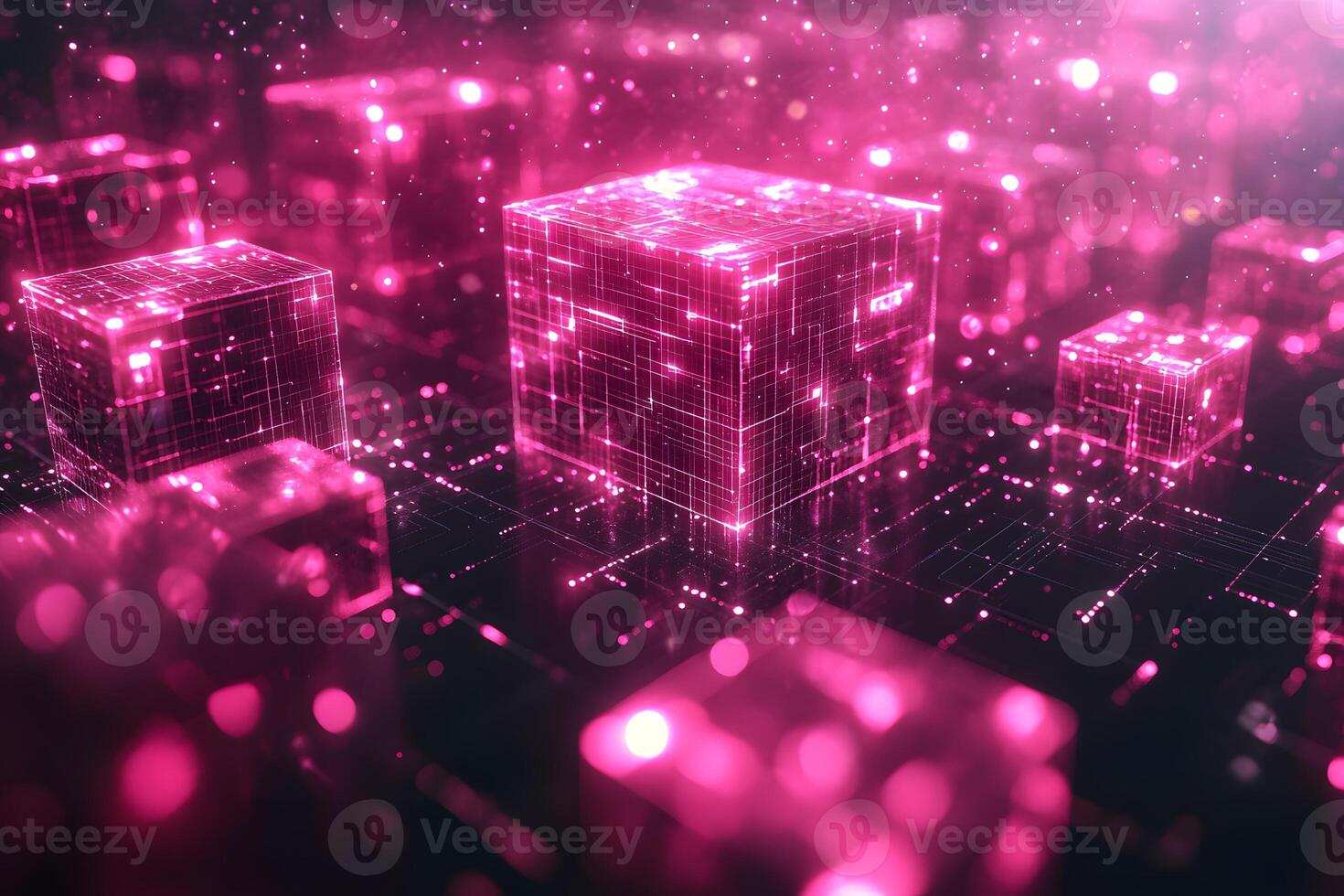 Futuristic Digital Blockchain Network Abstract Concept for Technology and Innovation photo