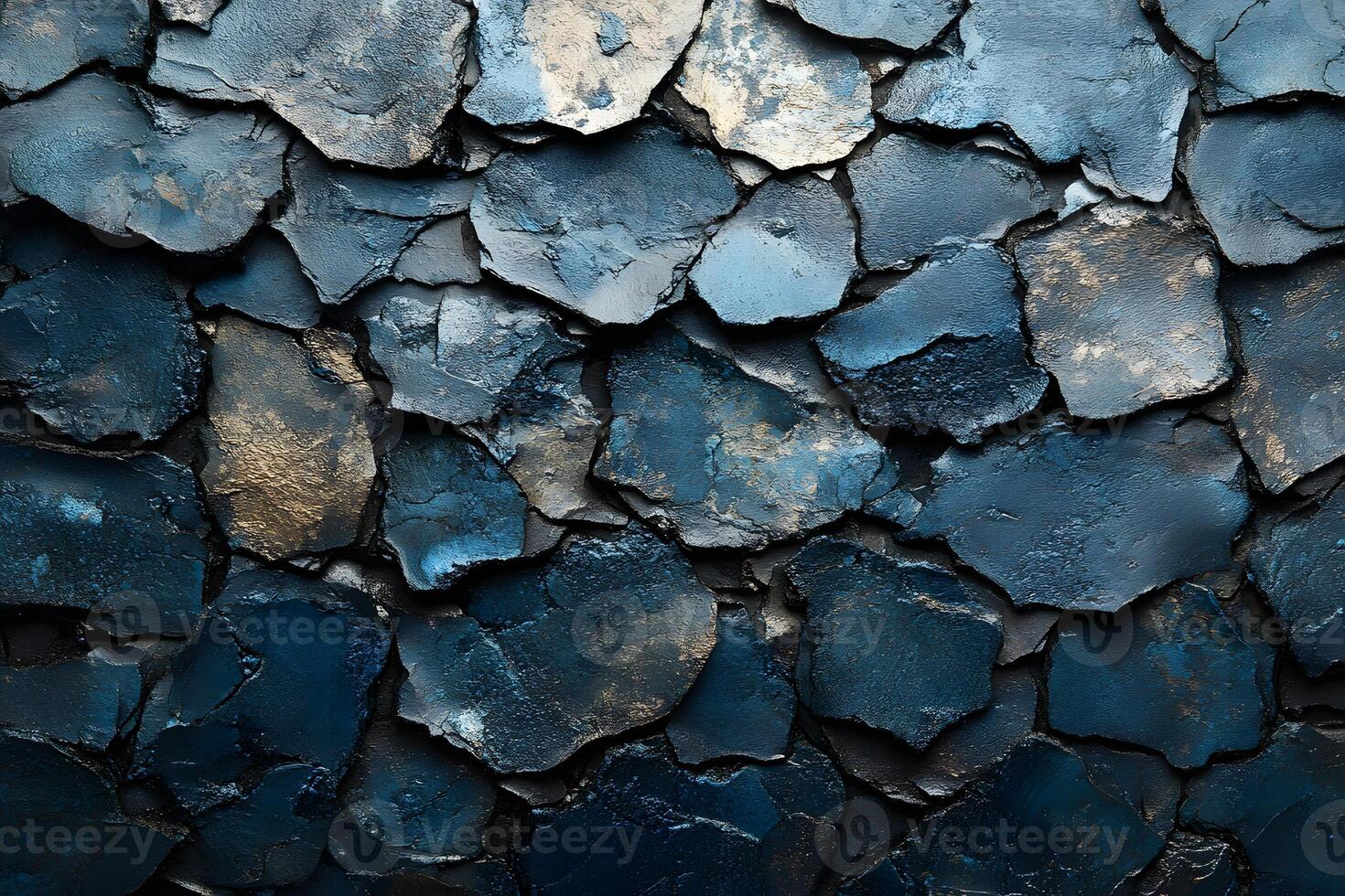 Abstract Textured Blue and Gold Paint Layers for Artistic Background Design photo