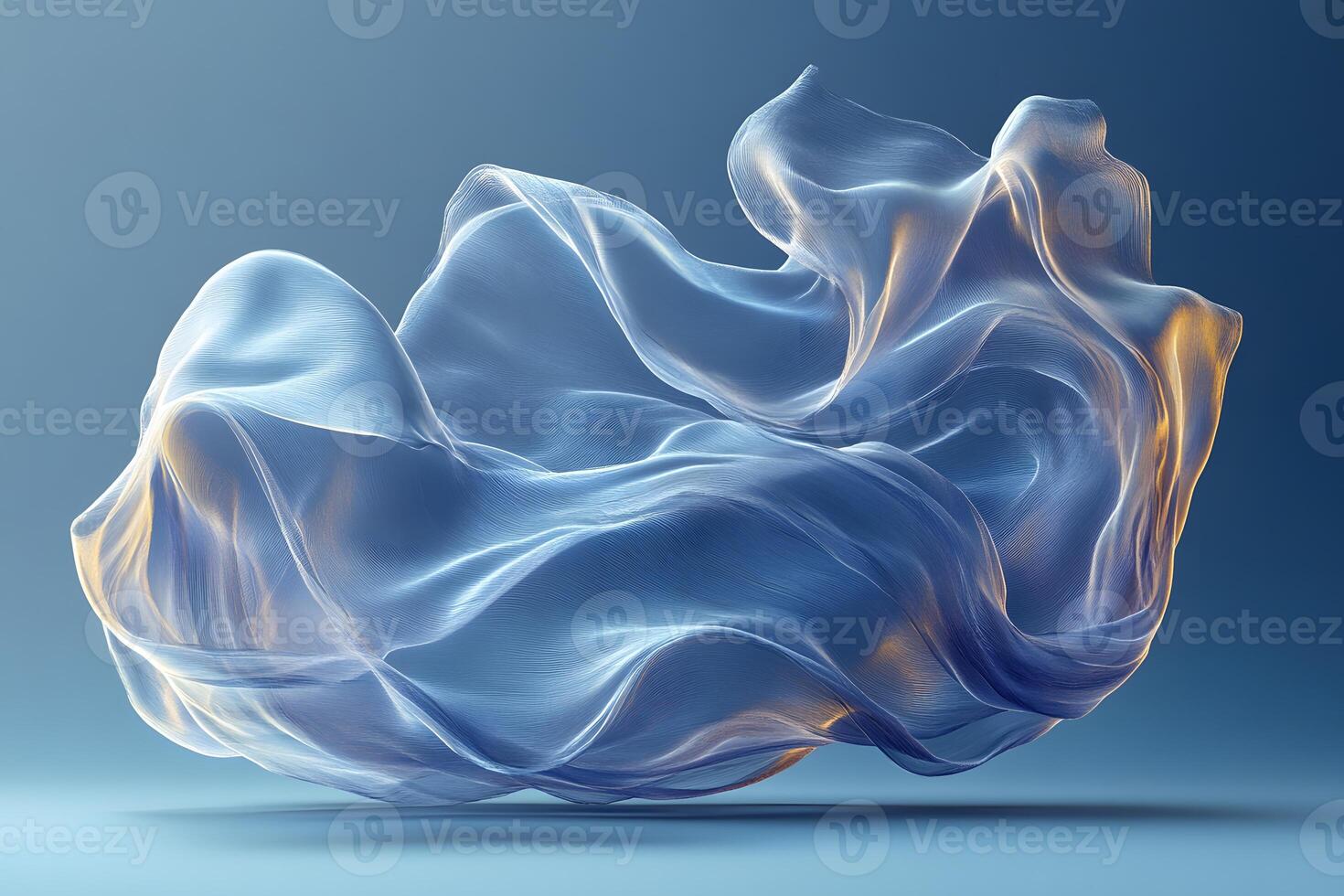 Abstract Flowing Fabric Impression with Soft Blue and Orange Tones for Modern Art Design photo