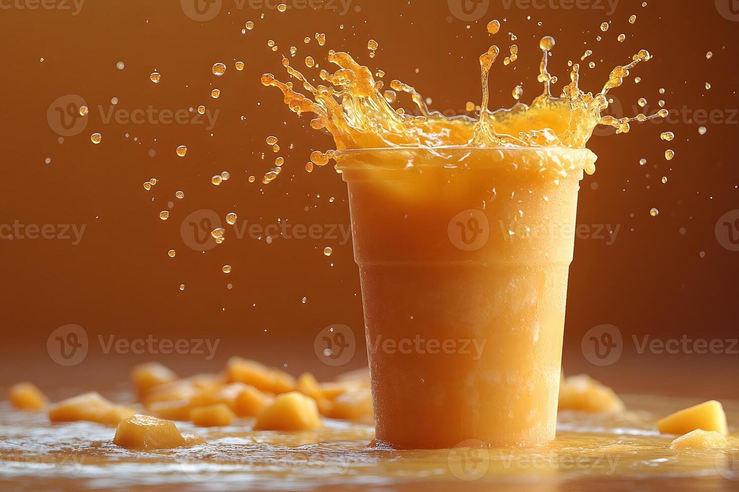 Refreshing Mango Juice Splash for Summer Refreshment and Beverage Promotions photo