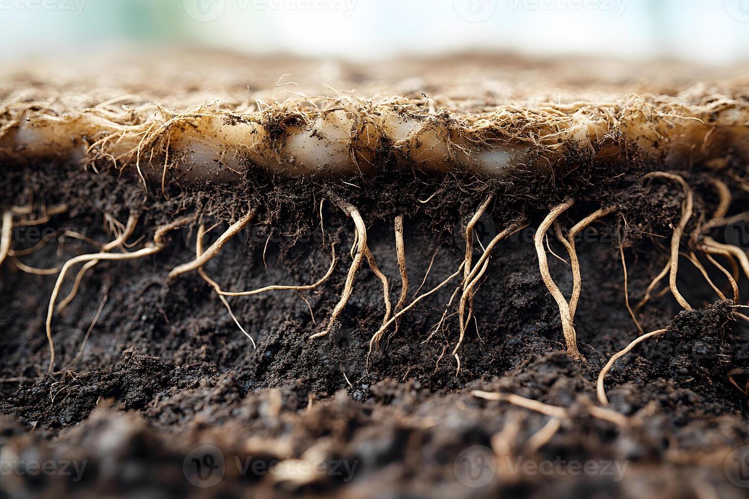 Cross-Section of Soil and Roots for Agricultural and Environmental Study photo