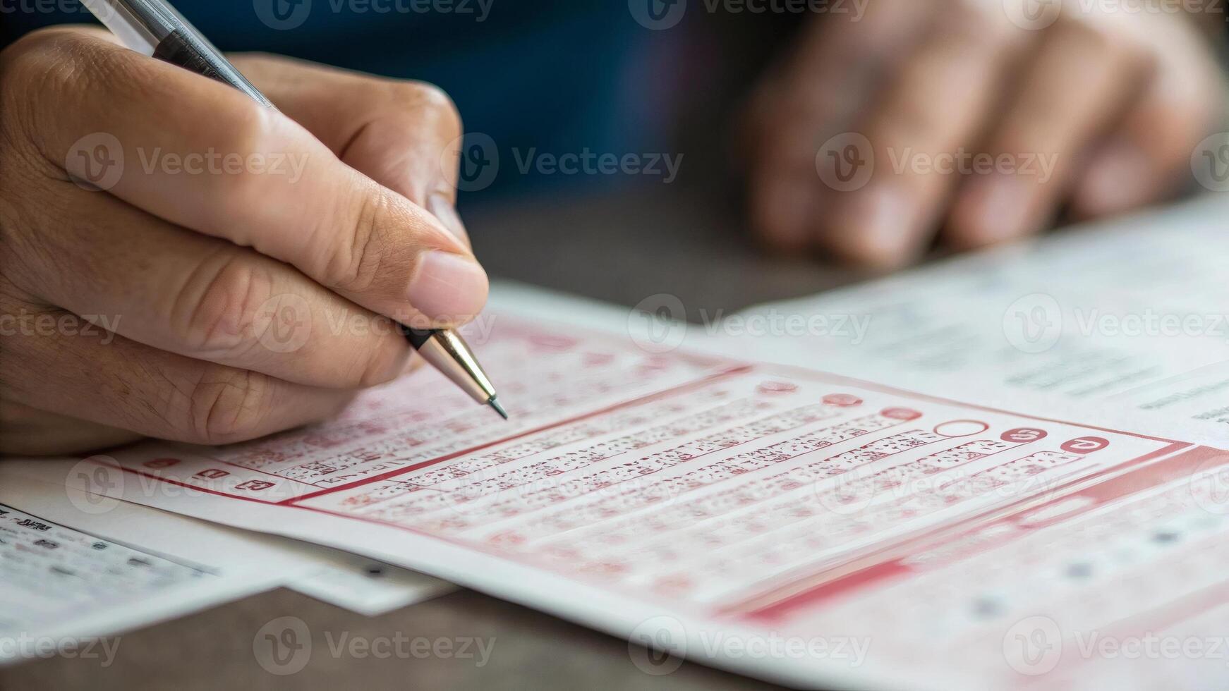 Close-up photograph of hand holding lottery ticket with detailed paper texture and soft diffused lighting highlighting interaction precision photo