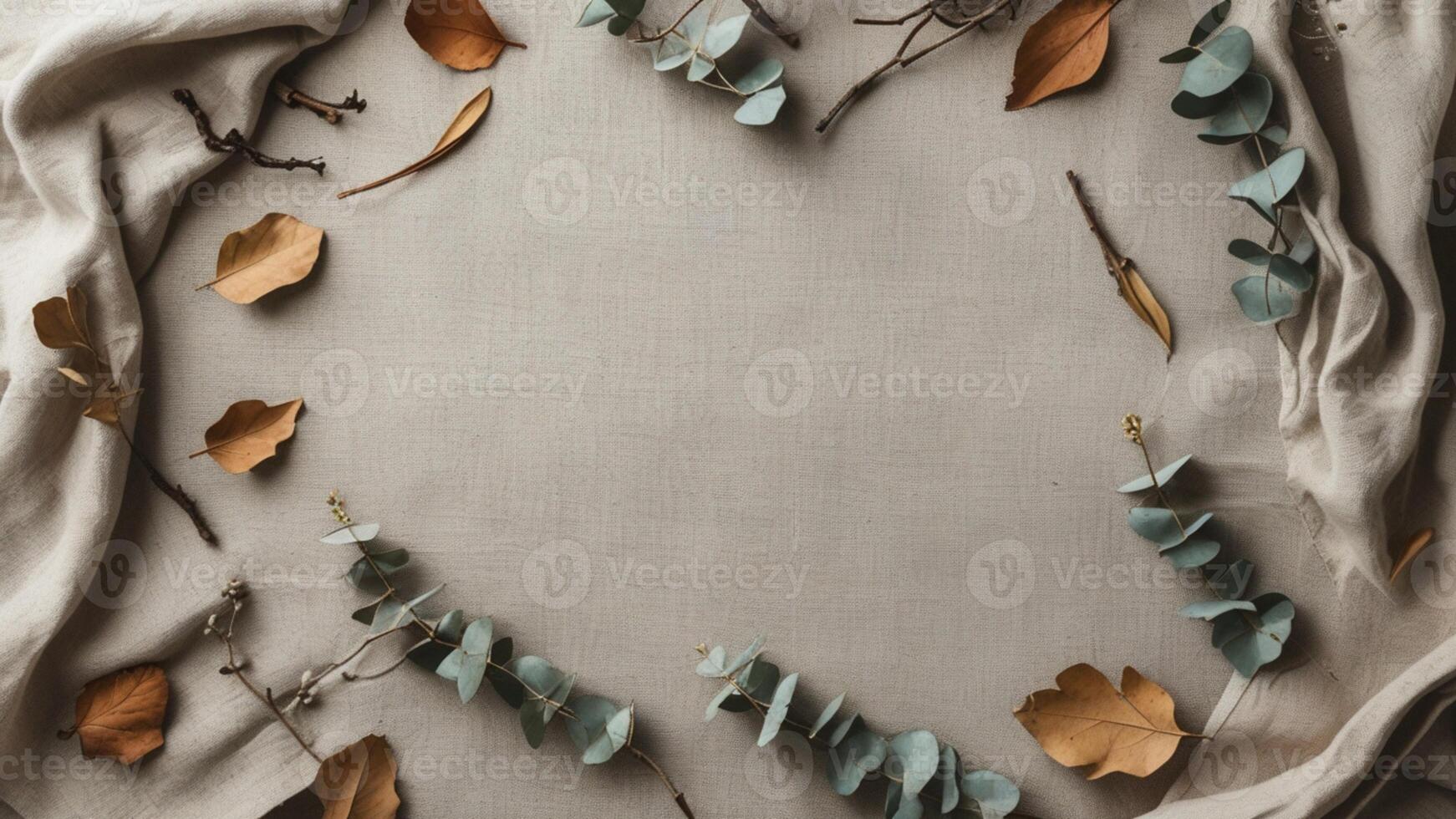 A heart shaped frame made from leaves and branches photo