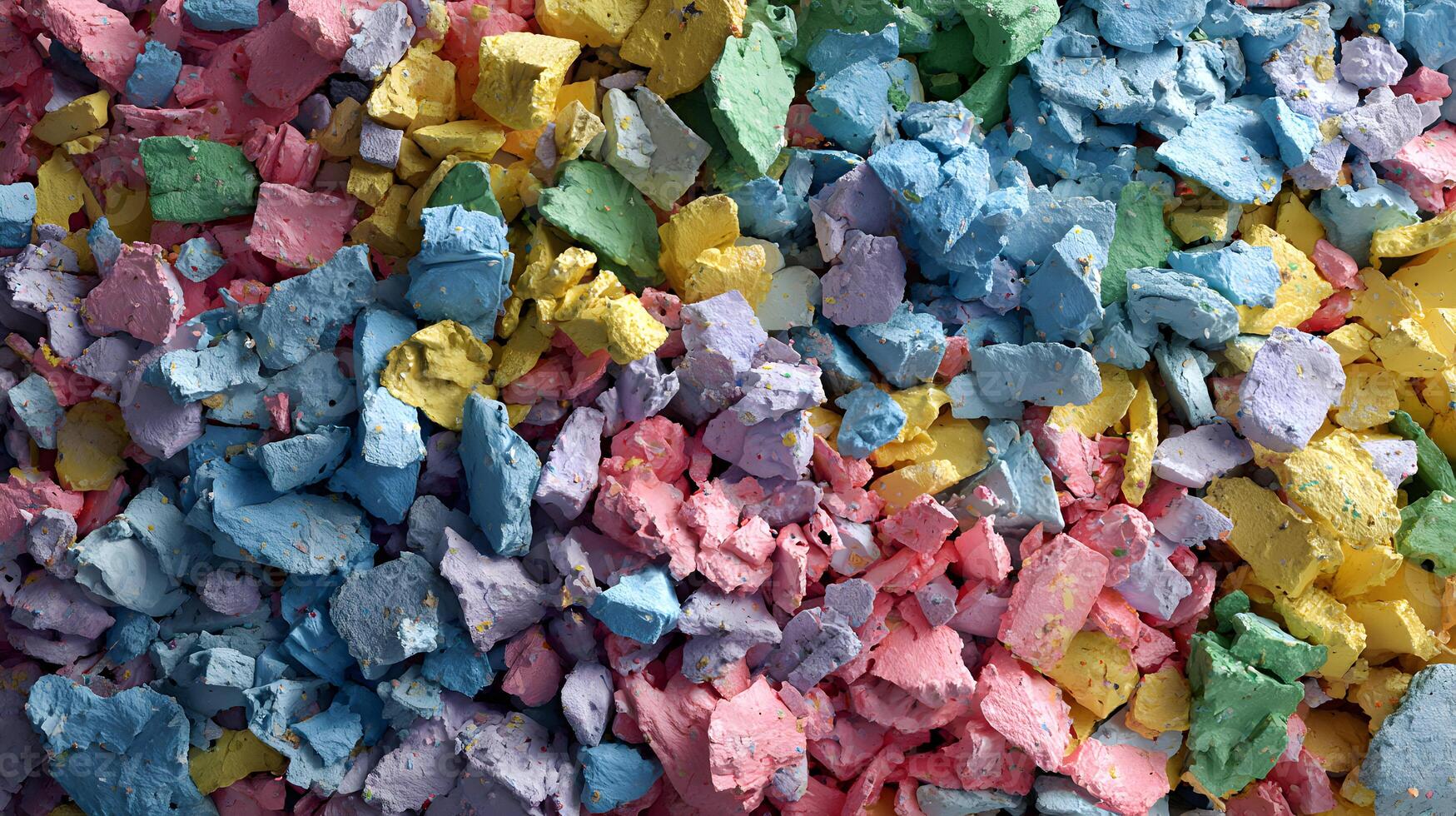 Abstract composition displaying a delightful array of fragmented colored chalk pieces in vibrant hues photo