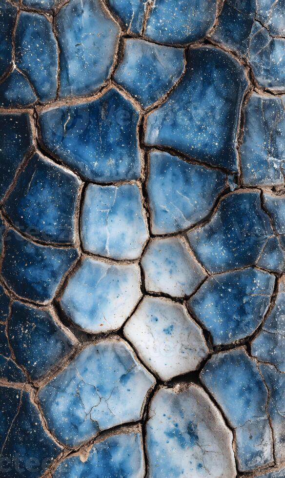 Abstract blue pattern with geometric shapes evoking a sense of nature and organic textures for artistic designs photo