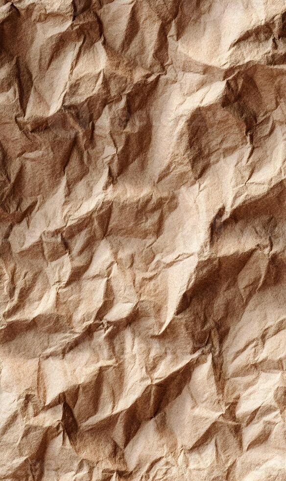 Detailed textured brown paper surface displays an abstract pattern of light and shadow adding depth and visual interest ideal for artistic presentations photo