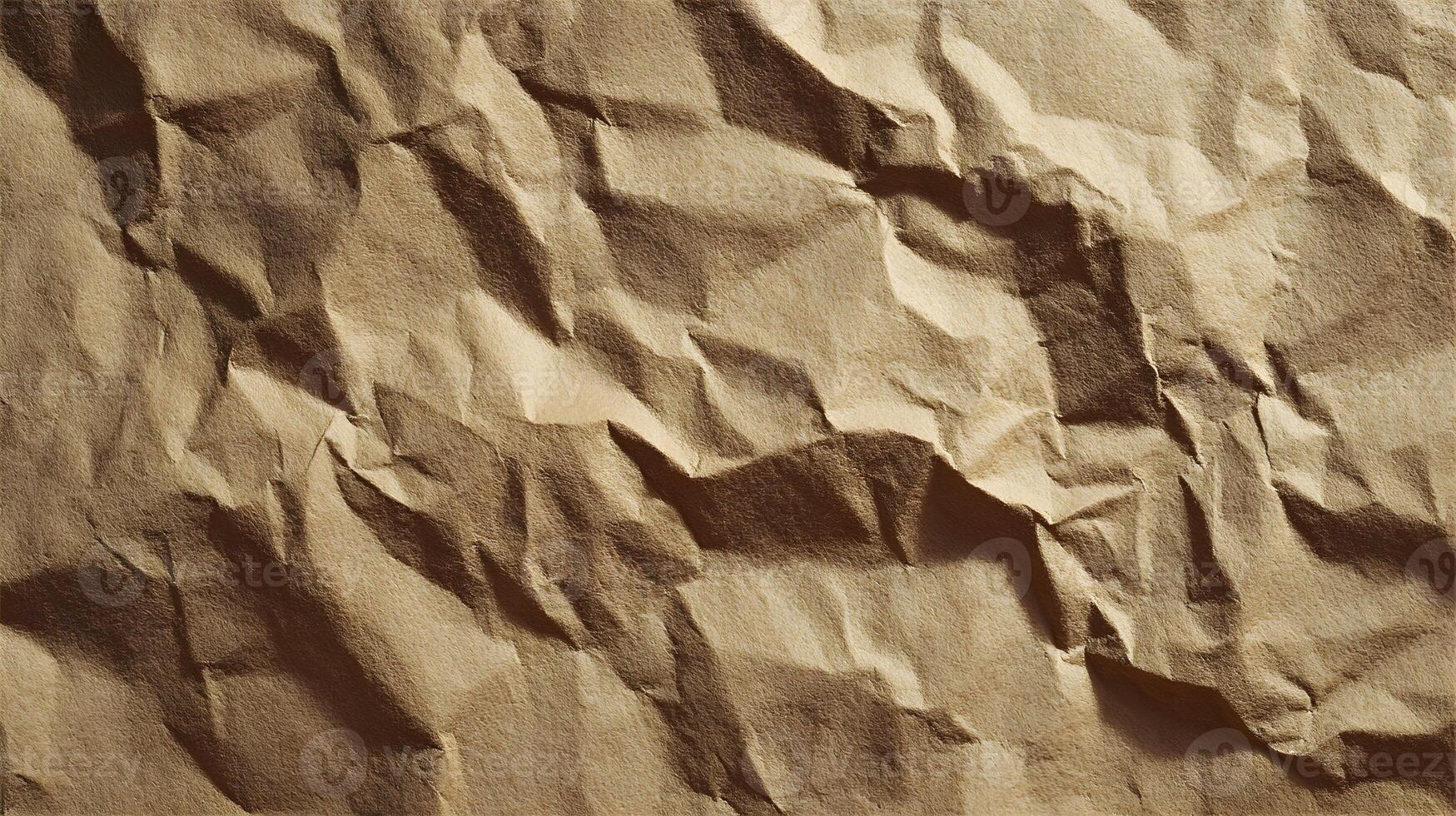 Textured brown paper surface shows an abstract pattern of light and shadow adding depth and character photo