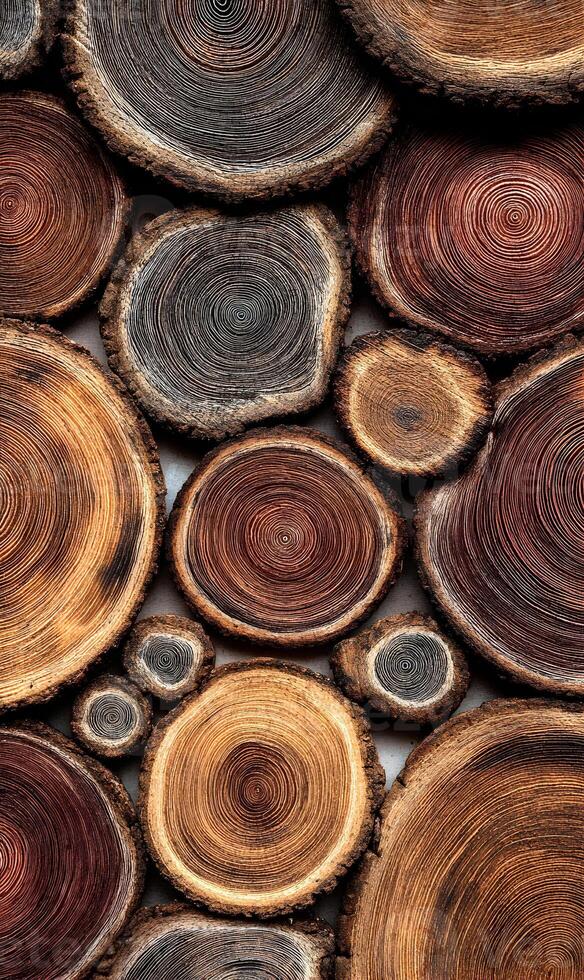 Abstract wood texture featuring natural tree rings and organic patterns creating an earthy background photo