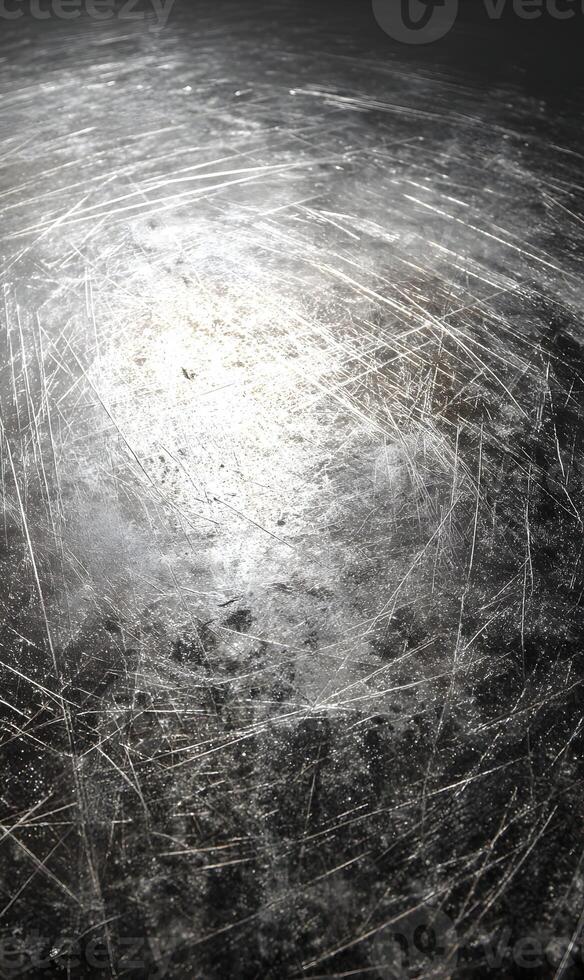 Abstract metallic texture with a captivating silvery glow featuring an intriguing scratched surface pattern photo