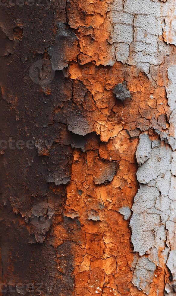 Rusting metal surface shows natural textures of age and erosion forming a uniquely decorative pattern on the surface photo
