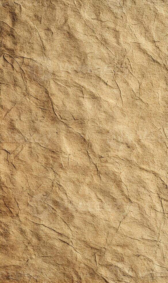 Aged parchment texture featuring intricate patterns of folds wrinkles and subtle shadows for artistic effect background photo