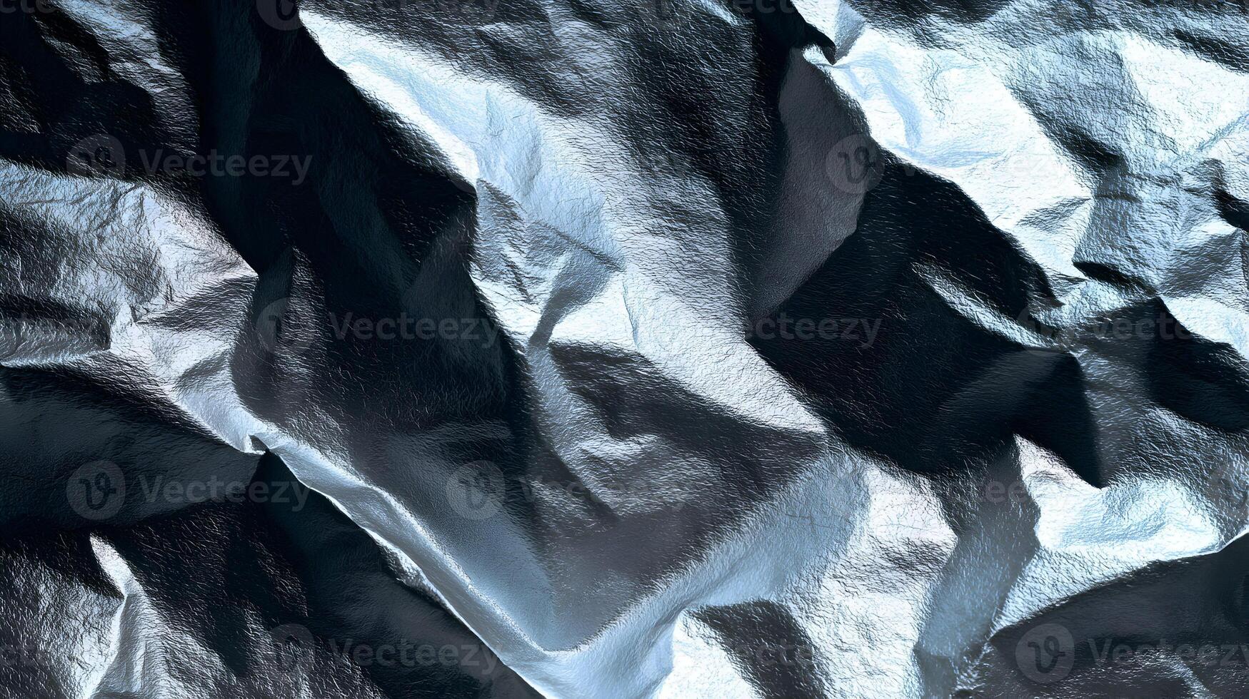 Elegant abstract background featuring a dynamic interplay of light and shadow on crumpled aluminum foil photo