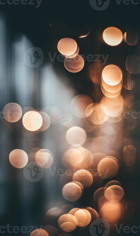 Warm glowing bokeh lights creating a magical atmosphere with blurred background providing soft illumination ambiance festive photo