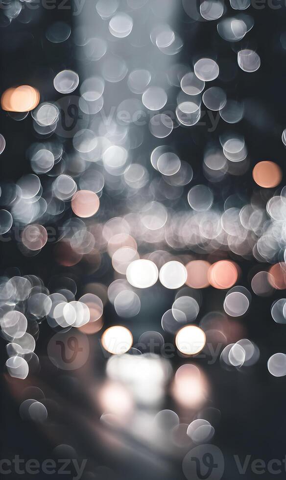 Captivating city lights bokeh blur illuminating urban night creating magical ambiance and dreamy effect for background photo