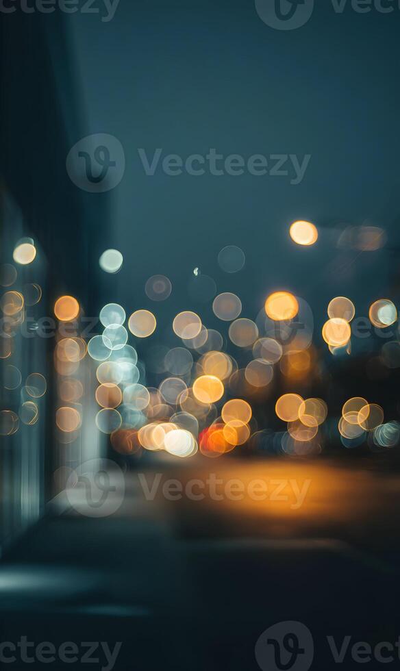 City lights abstract with bokeh effect create an atmosphere of peaceful night urban scene for a cozy evening photo