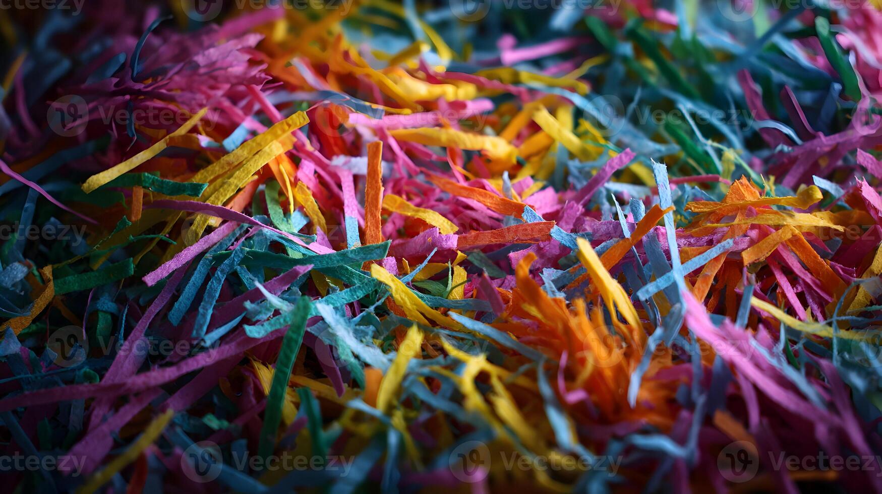Vibrant colorful shredded paper filling creating a festive and joyful visual for celebration projects photo