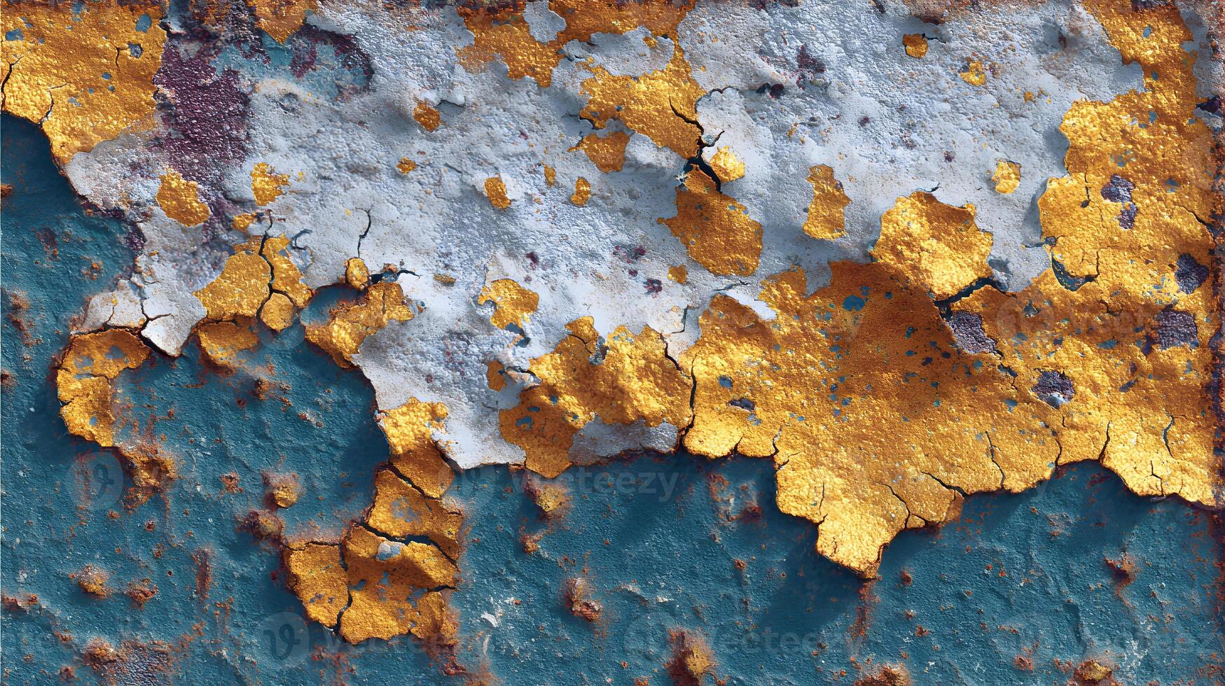 Abstract metal background with cracked paint and rust creating a unique aged and textured pattern photo