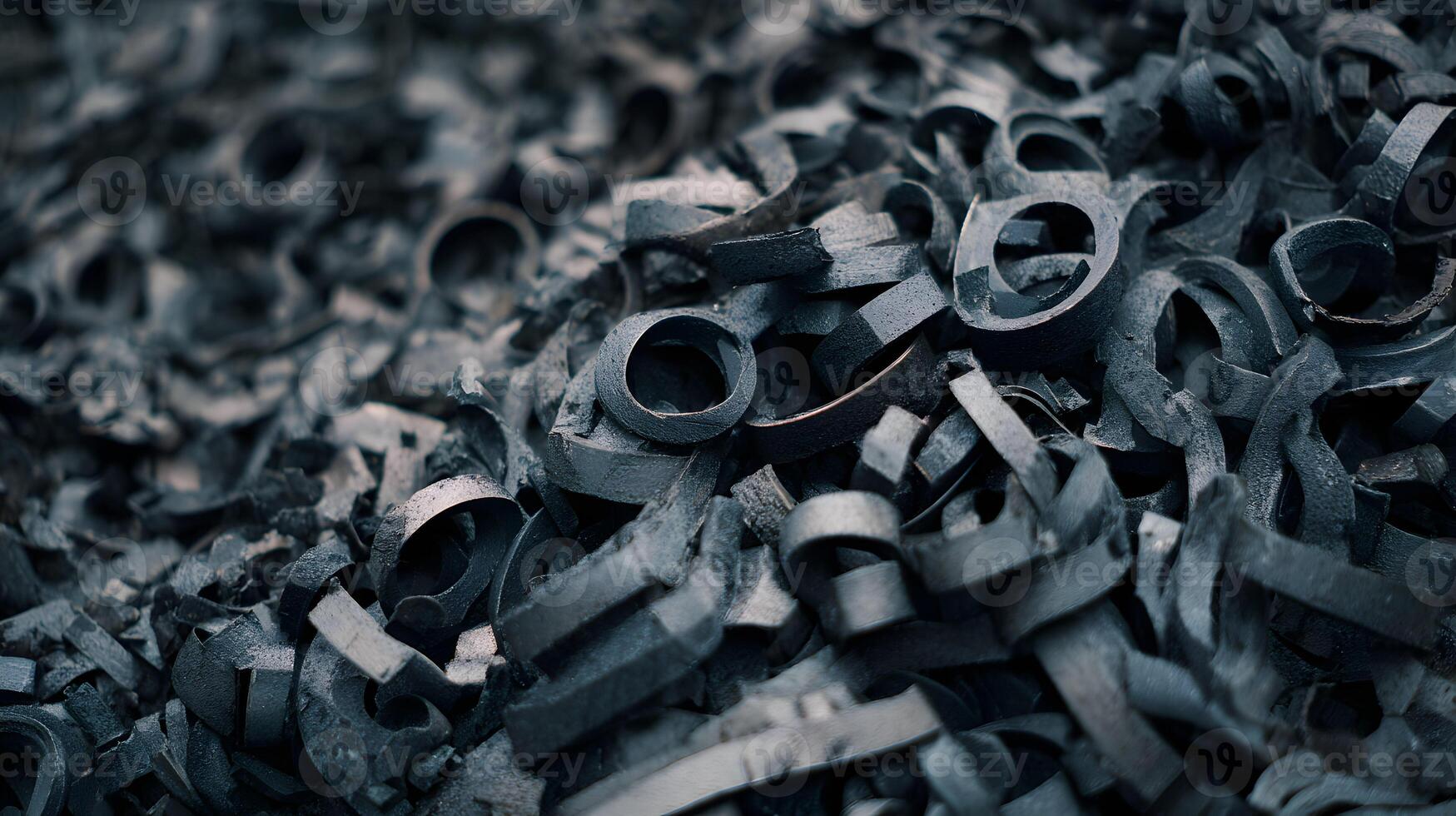 Metal scrap pile close up shows industrial waste recycling and resource usage efficiency concept photo