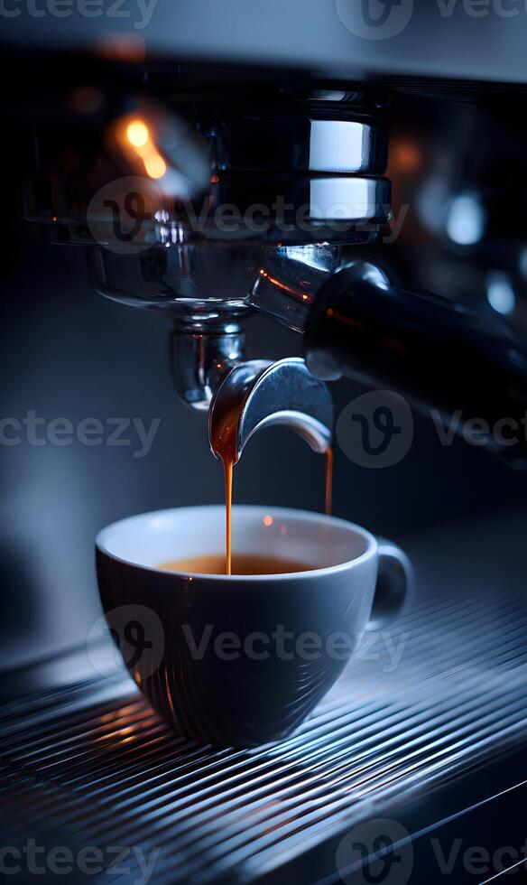 Aromatic delight captivating espresso extraction moment a perfect balance of warmth and inviting darkness, a timeless indulgence photo