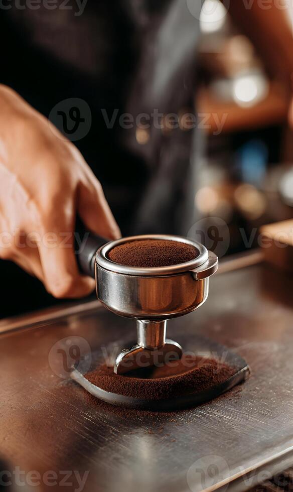 Precision and passion barista crafting the perfect espresso shot with expertise and dedication skill photo