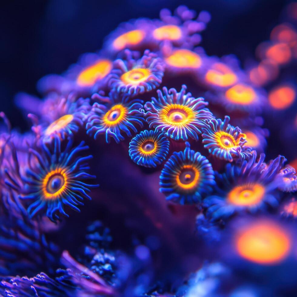 Petite Seafloor Flora Opening Amidst Warm Underwater Scenery photo