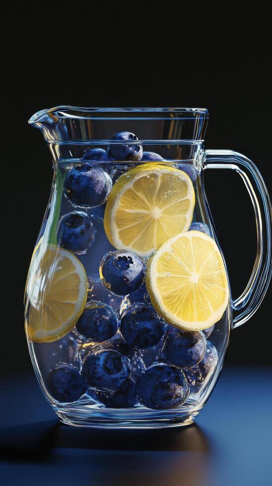 Pitcher of Blueberry Lemonade Refreshment for Summer photo