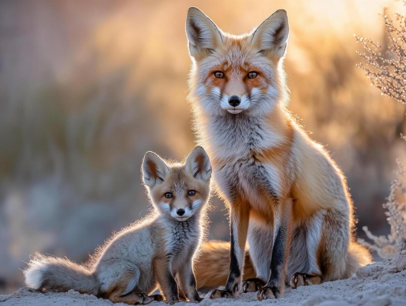 Resilient Wildlife Appearing At Dusk After Hot Day photo