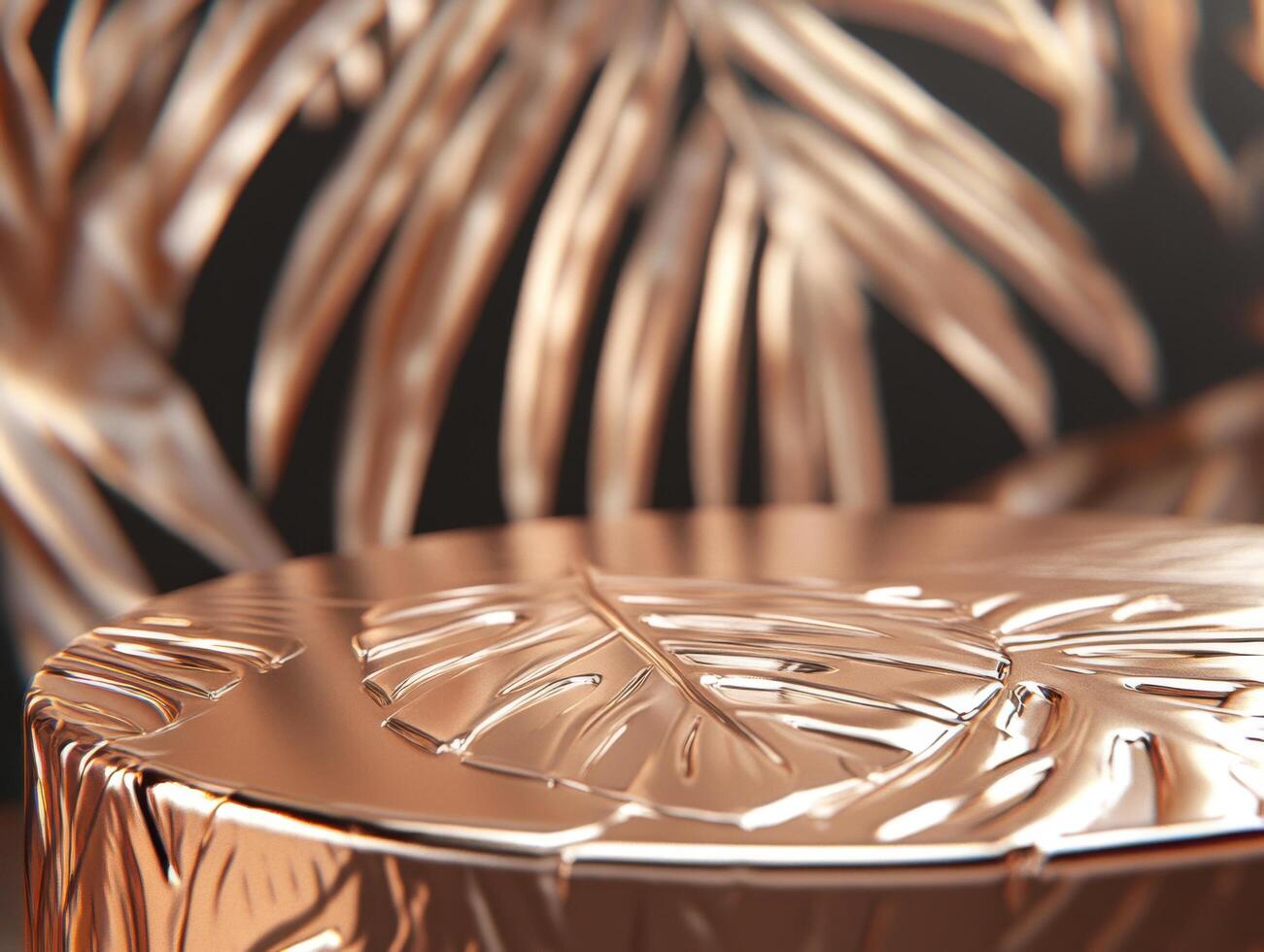 Rose Gold Luxury Platform Decorated with Botanical Reliefs photo