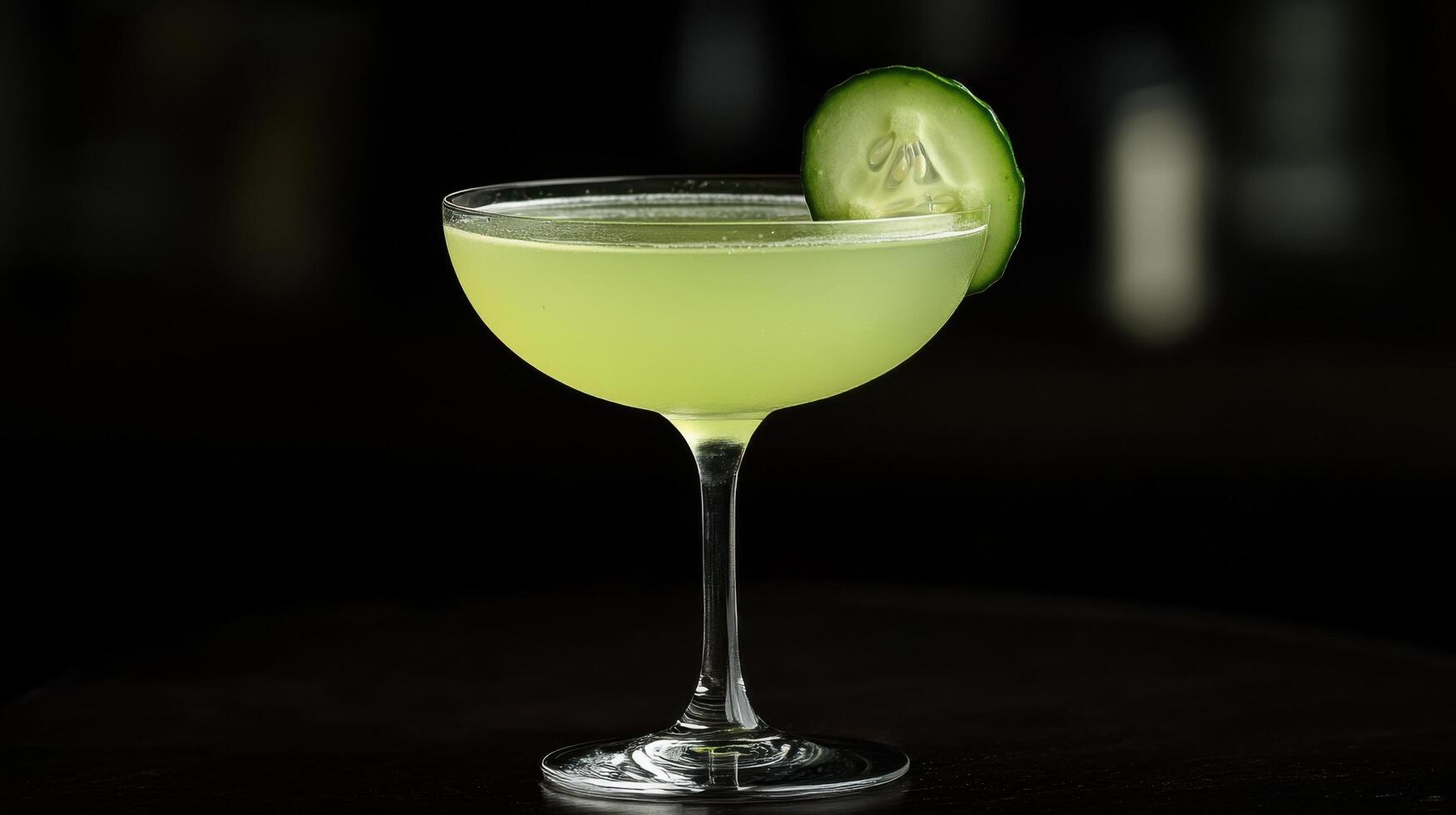 Summer Gin Cocktail Mixed with Elderflower and Cucumber photo