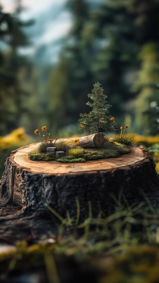 Timber Slice Display Highlighting Techniques for Outdoor Survival photo